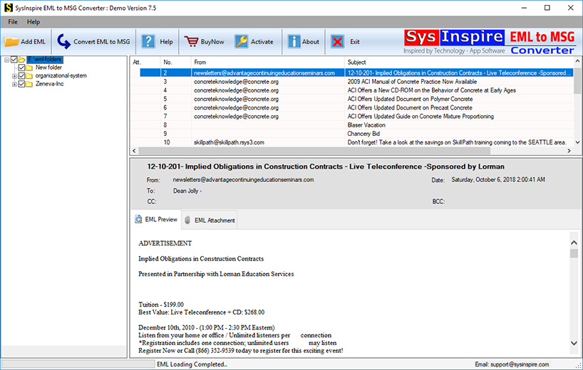 export eml to msg file