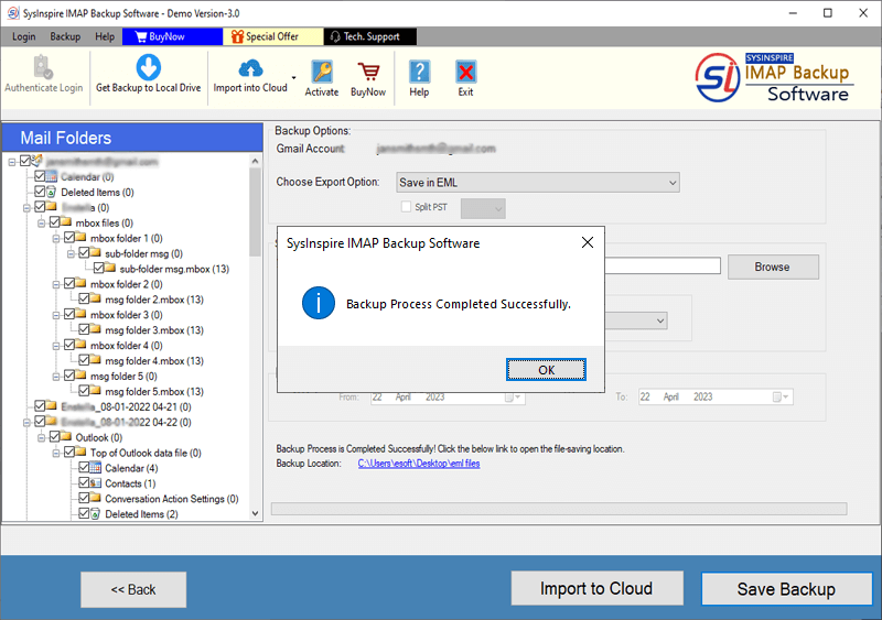 save imap emails to local drive
