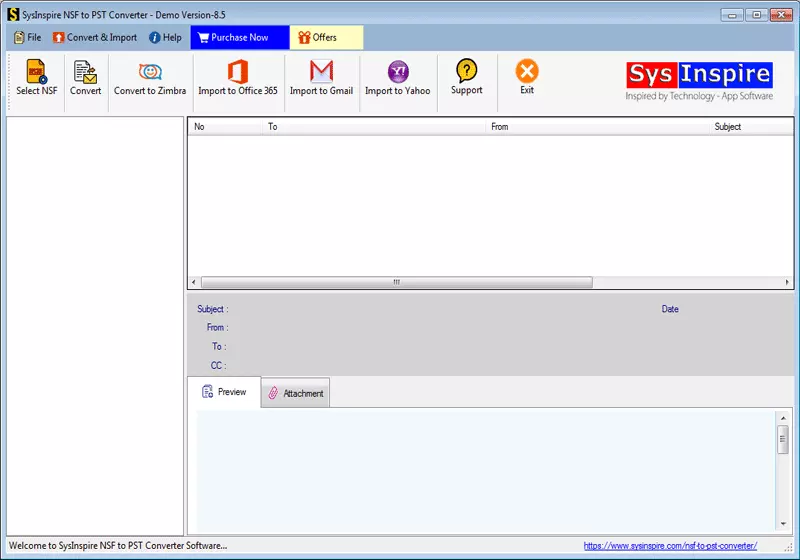 NSF to PST Converter first screen