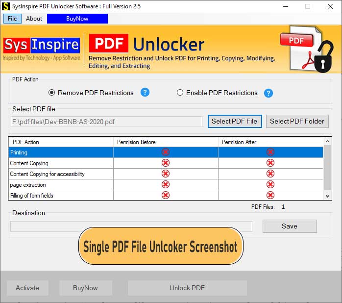 Single PDF document unlocker