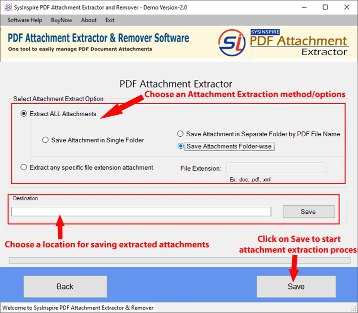 PDF attachment extraction options